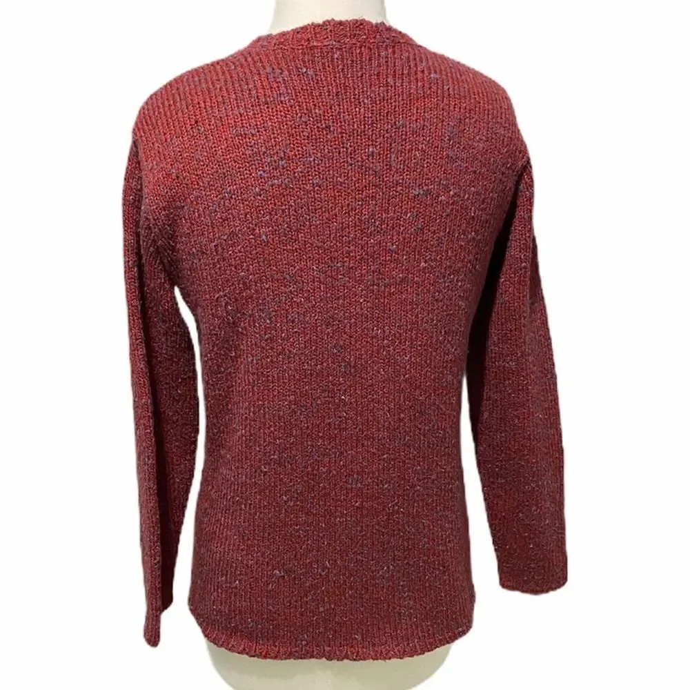 Relais Knitwear Chunky Knit V-Neck Sweater Multicolor knit Details Red Large‎ - Picture 5 of 9